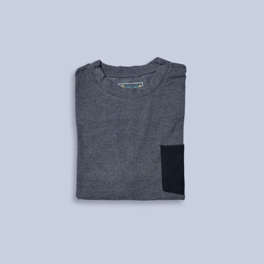 Men's Casual Grey Pocket T-Shirt - Image 2